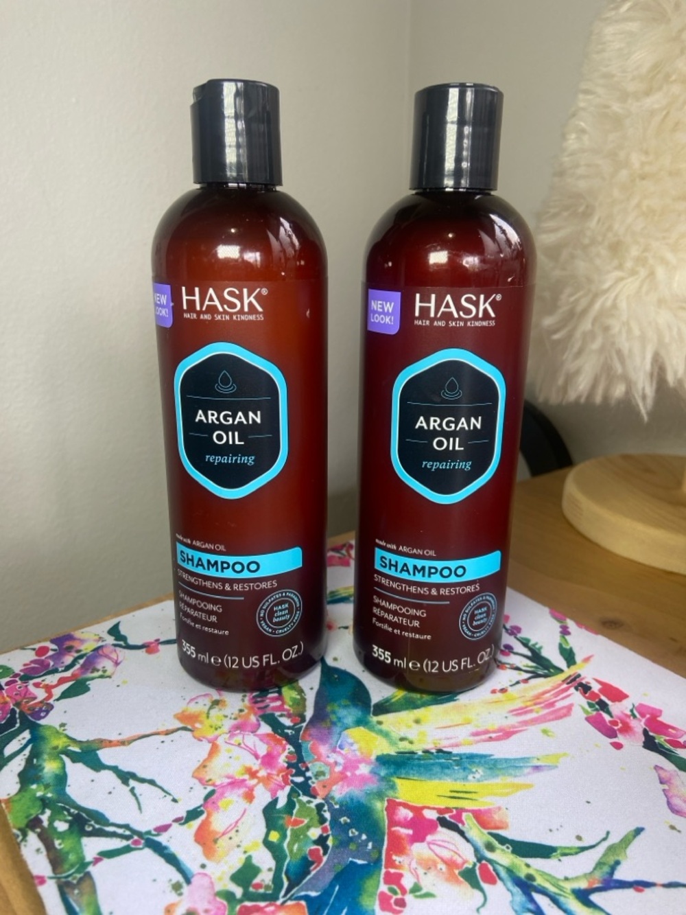 HASK Argan Oil Repairing Shampoo 2 Pack 12 fl oz Ea Strengthens & Restores Hair